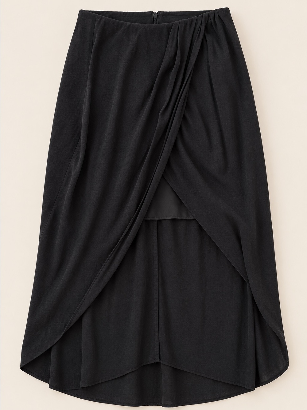 Aritzia Wilfred Black Draped Wrap High Low Midi Skirt Size 4